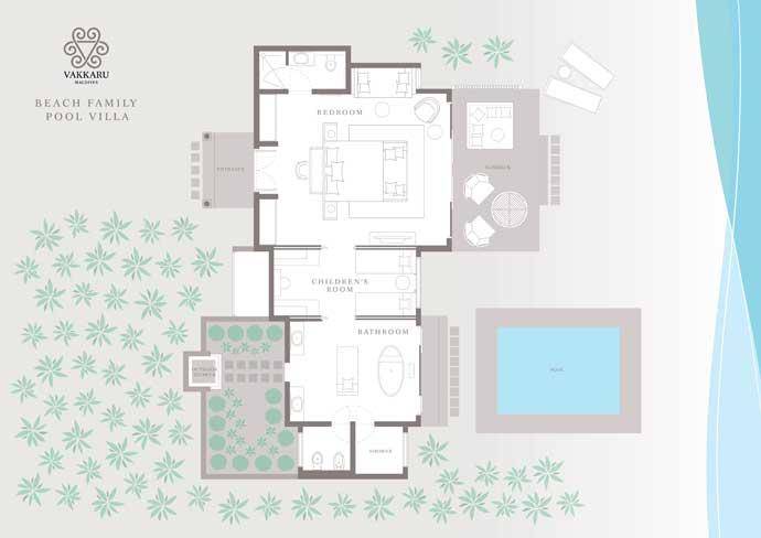 Grundriss, Beach Family Pool Villa, Vakkaru Maldives