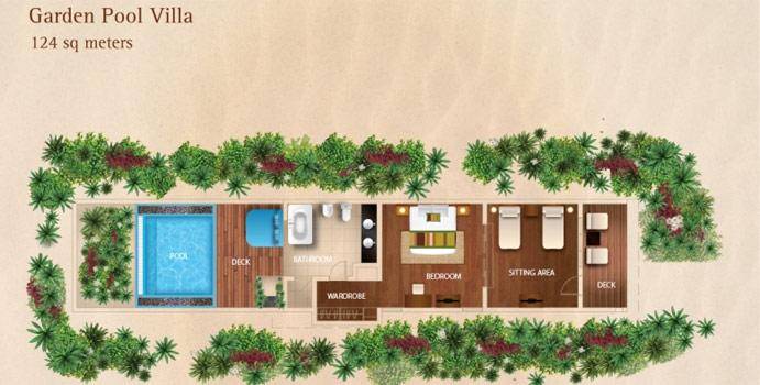 Grundriss, Garden Pool Villa, Kurumba Maldives
