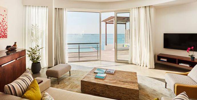 Wohnzimmer, Water Villa mit Pool, Jumeirah Maldives