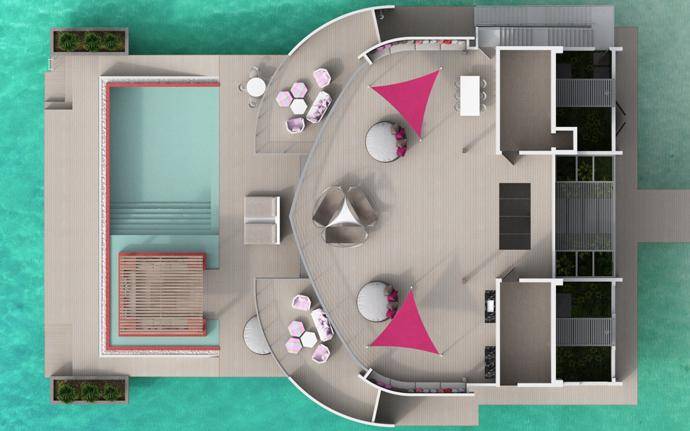 Floorplan, Three Bedroom Over Water Retreat, Jumeirah Maldives