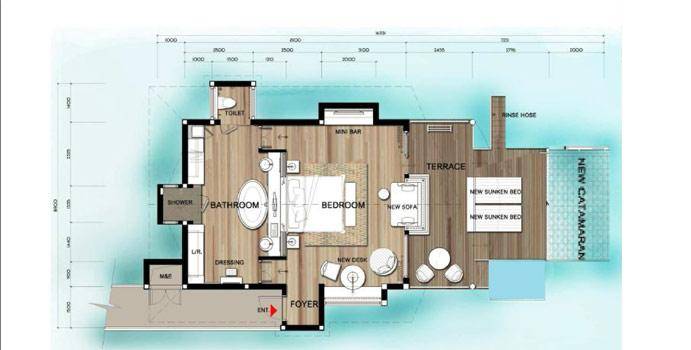 Grundriss, Ocean Water Villa, Centara Grand Island Resort & Spa