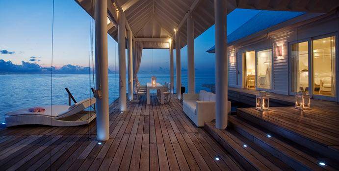 Terrasse am Abend, 2 Bedroom Water Villa, Diamonds Athuruga Beach & Water Villas