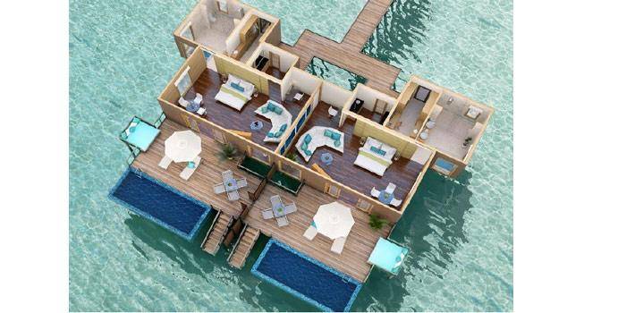 Grundriss, Premier Water Suite, Conrad Maldives Rangali Island