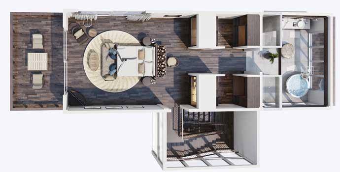 Grundriss Obergeschoss, Two Bedroom Pool Residence, Naladhu Private Island Maldives