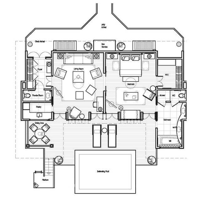 Grundriss, One Bedroom Ocean Suite with Pool, Taj Exotica Maldives Resort & SPA