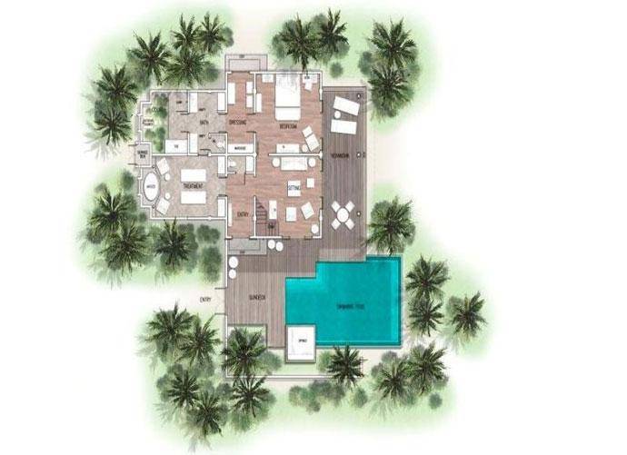 Grundriss EG, Two Bedroom Beach Villa Suite with Pool, Taj Exotica Maldives Resort & SPA