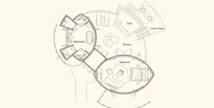 Grundriss, Water Villa, Constance Halaveli Resort