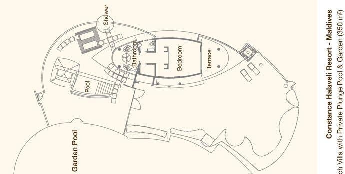 Grundriss, Beach Villa, Constance Halaveli Resort