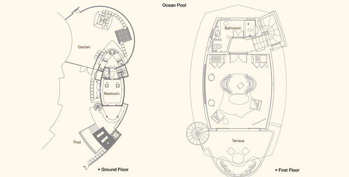 Grundriss, Double Storey Beach Villa, Constance Halaveli Resort