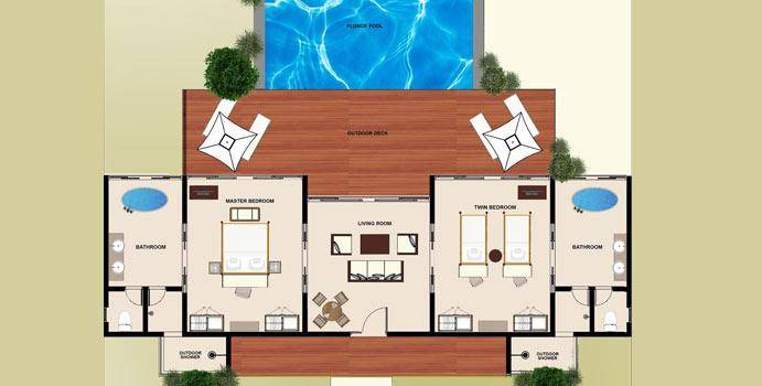 Grundriss, Two Bedroom Beach Pool Villa, The Residence Maldives at Falhumaafushi
