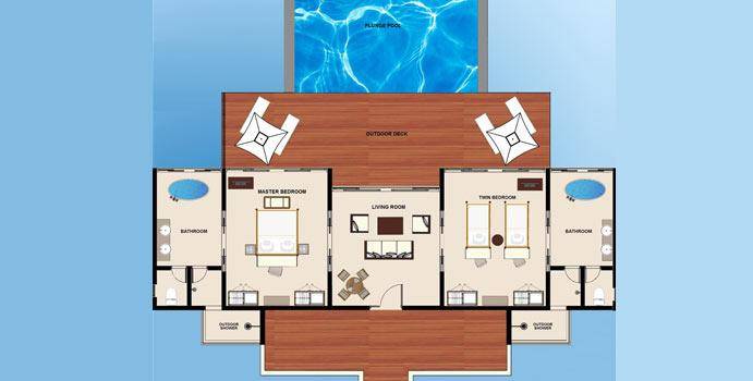 Grundriss, Two Bedroom Water Pool Villa, The Residence Maldives at Falhumaafushi