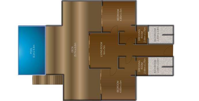 Grundriss, Two Bedroom Ocean Villa with Pool, Hideaway Beach Resort & SPA