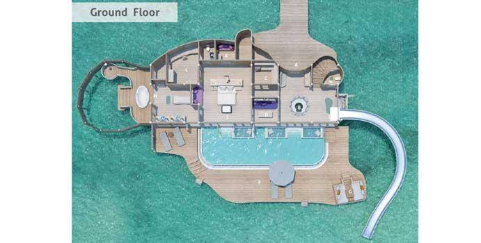 Grundriss,1 Bedroom Water Retreat with slide, Soneva Jani