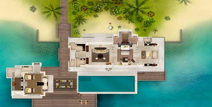 Grundriss, 2-Bedroom Garden Water Villa, Cheval Blanc Randheli
