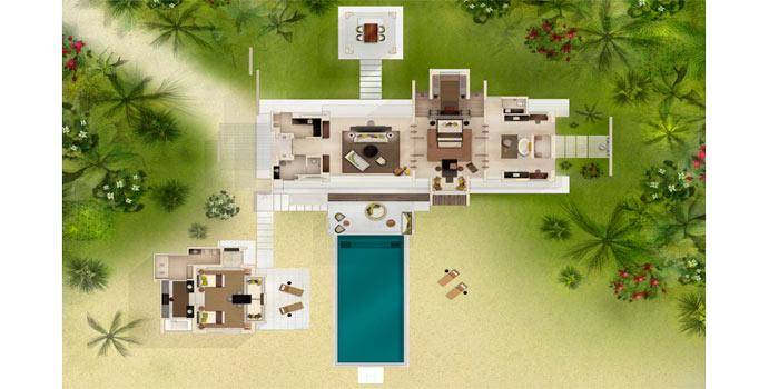 Grundriss, 2-Bedroom Island Villa, Cheval Blanc Randheli