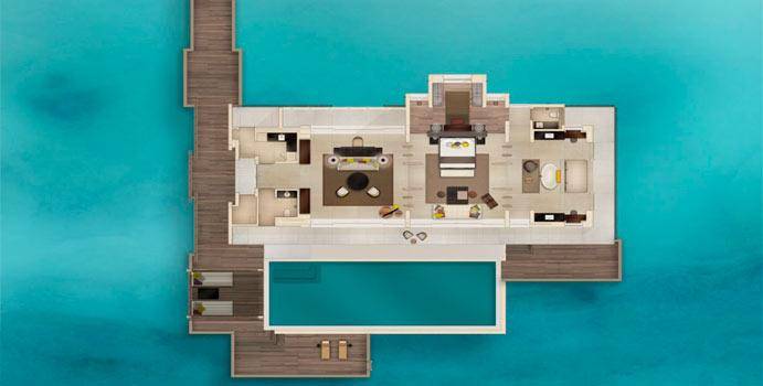 Grundriss, 1-Bedroom Water Villa, Cheval Blanc Randheli
