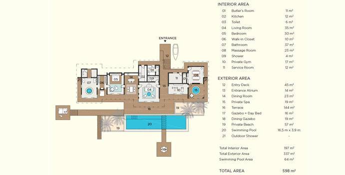 Grundriss, Romantic Pool Residence, Velaa Private Island Maldives
