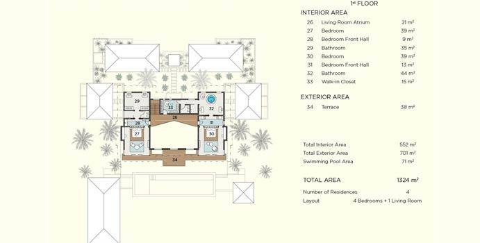 Erster Stock, Grundriss, Velaa Private Residence, Velaa Private Island Maldives