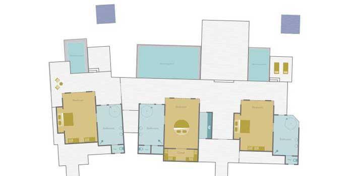 Grundriss, Three Bedroom Water Sunset Villa, Fairmont Maldives Sirru Fen Fushi