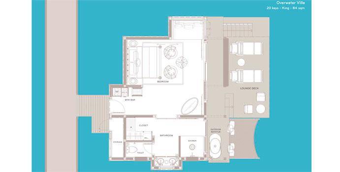 Grundriss, Overwater Villa, SAii Lagoon Maldives