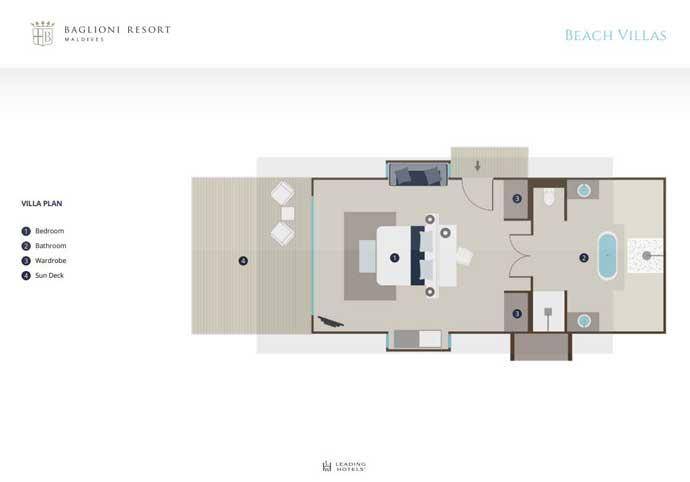 Grundriss, Beach Villa, Baglioni Resort Maldives
