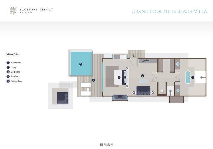 Grundriss, Grand Pool Beach Villa, Baglioni Resort Maldives
