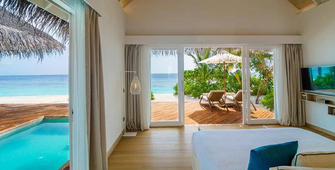 Schlafen, Pool Suite Beach Villa, Baglioni Resort Maldives