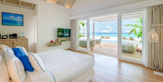 Schlafen, Two Bedroom Family Beach Villa with Pool, Baglioni Resort Maldives