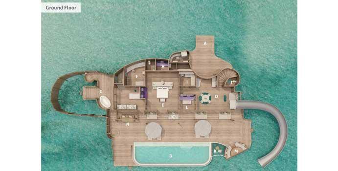 Grundriss, 1 Bedroom Water Reserve with Slide, Soneva Jani