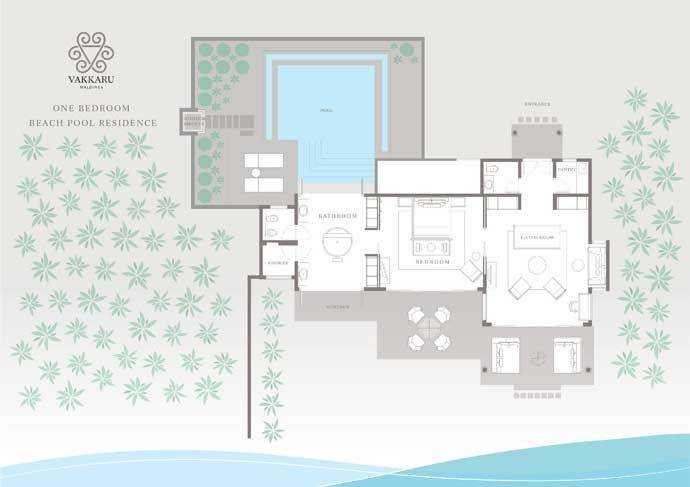Grundriss, One Bedroom Beach Pool Residence, Vakkaru Maldives