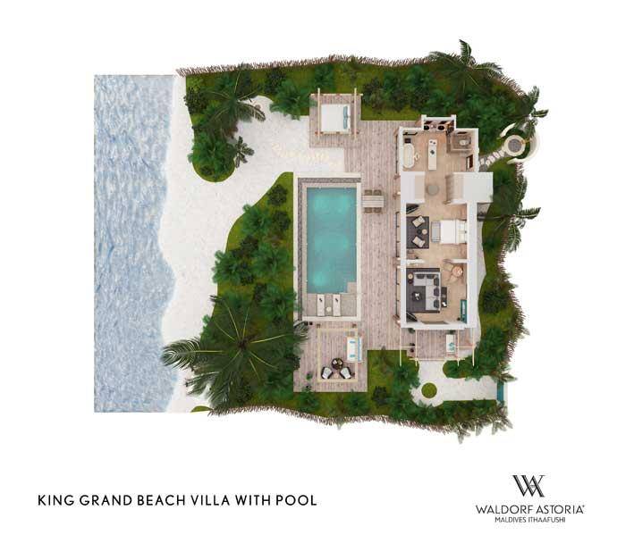 Grundriss, King Grand Beach Villa with Pool, Waldorf Astoria Maldives Ithaafushi
