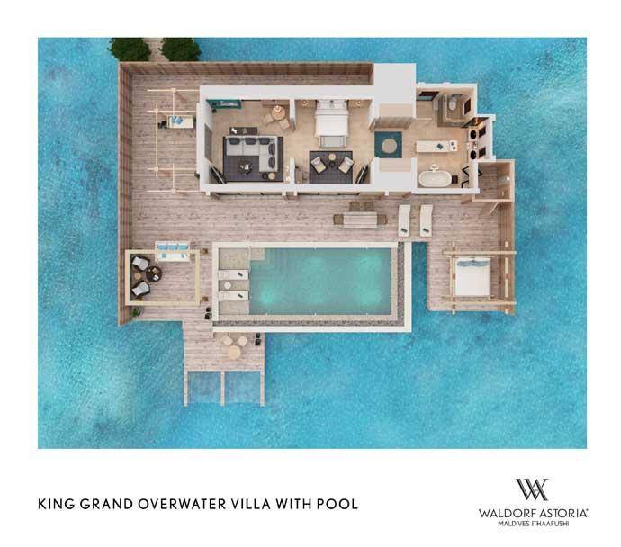 Grundriss, King Grand Overwater Villa with Pool, Waldorf Astoria Maldives Ithaafushi