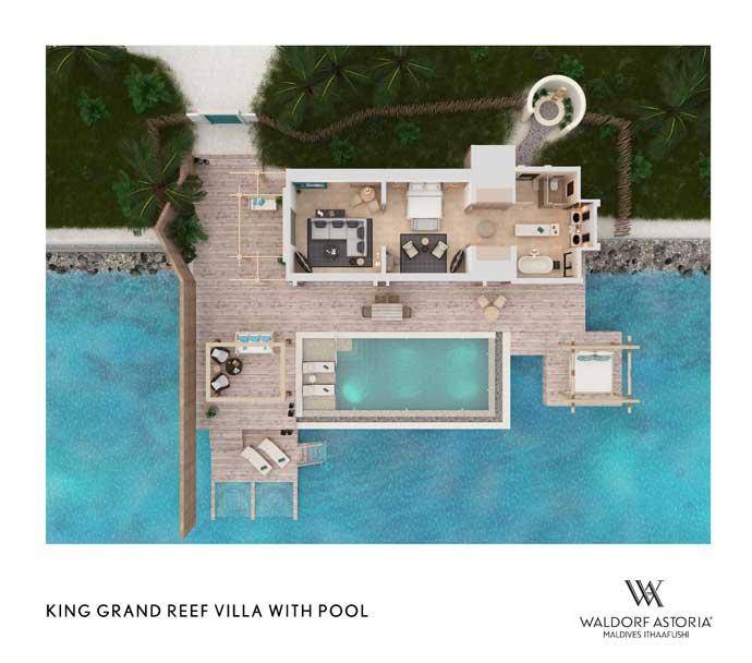 Grundriss, King Grand Reef Villa with Pool, Waldorf Astoria Maldives Ithaafushi
