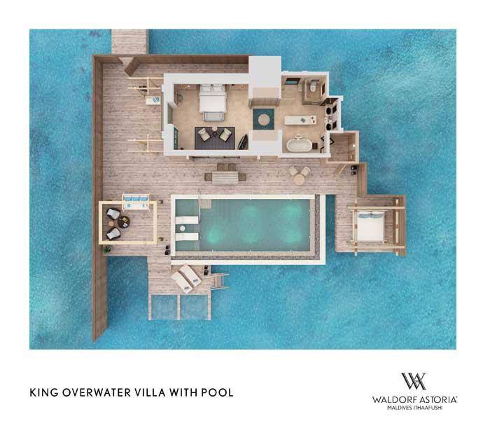 Grundriss, King Overwater Villa with Pool, Waldorf Astoria Maldives Ithaafushi