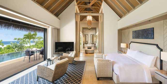 Schlafen,3 Bedroom Grand Beach Villa with Pool, Waldorf Astoria Maldives Ithaafushi