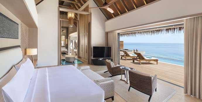 Schlafen, 2 Bedroom Overwater Villa with Pool, Waldorf Astoria Maldives Ithaafushi