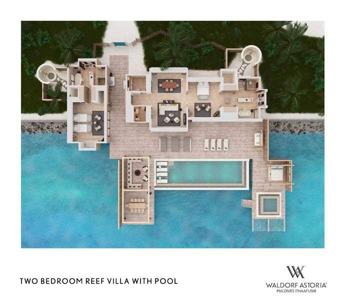 Grundriss, 2 Bedroom Reef Villa with Pool, Waldorf Astoria Maldives Ithaafushi