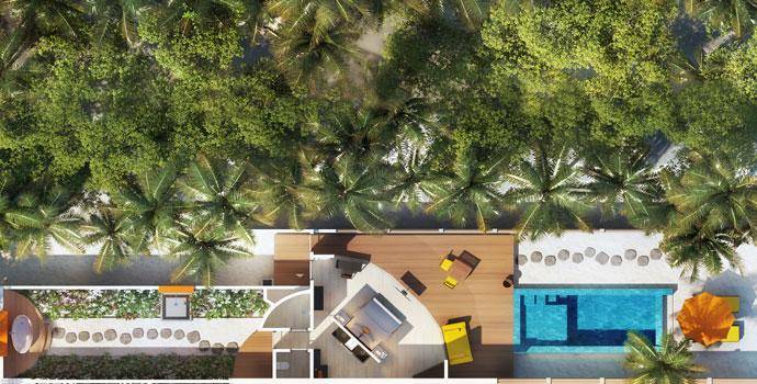 Grundriss, Beachfront Infinity Pool Villa, Angsana Velavaru