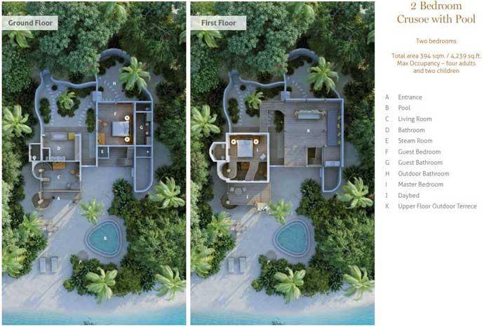 Grundriss, 2 Bedroom Crusoe with Pool, Two Bedroom Villa with Pool, Soneva Fushi Resort