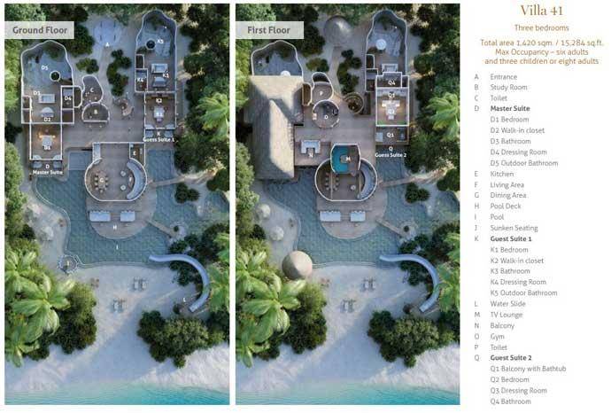 Grundriss, Villa 41, Three Bedroom Residence with Pool, Soneva Fushi Resort