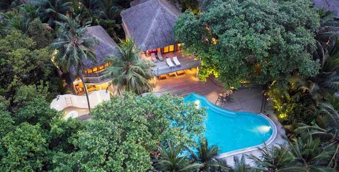 Aerial, Villa 14, Three Bedroom Residence with Pool, Soneva Fushi Resort