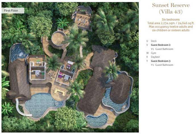 Grundriss Obergeschoss, Sunset Reserve, Six Bedroom Sunset with Pool, Soneva Fushi Resort