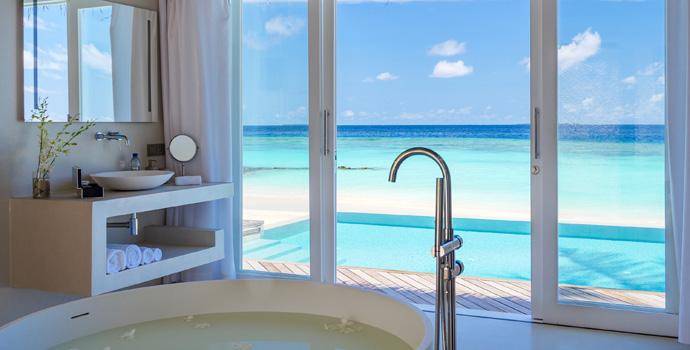 Badezimmer, Grand Suite Beach Villa Unica N126, Baglioni Resort Maldives