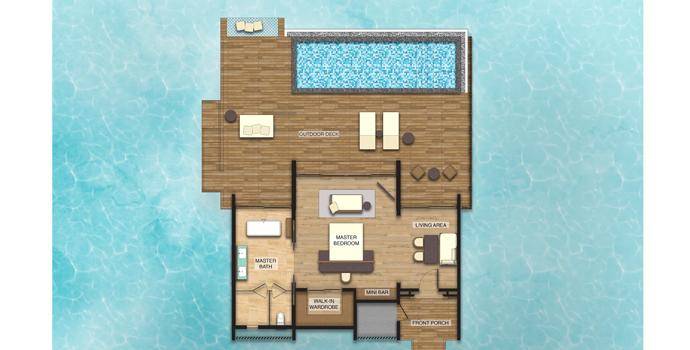 Grundriss, Overwater Villa with Private Pool - Sunset View, Radisson Blu Resort Maldives