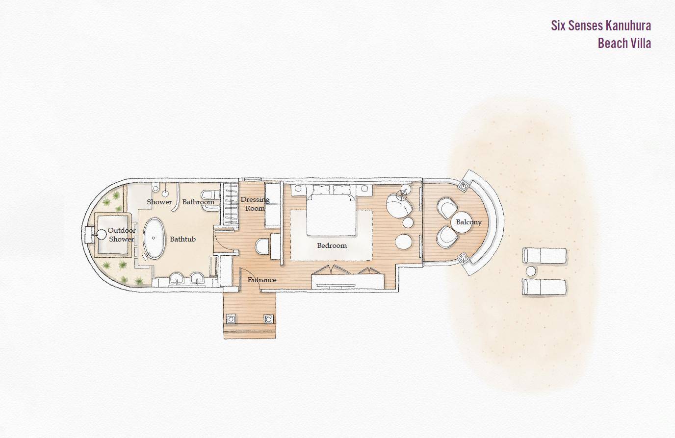 Six Senses Kanuhura, Beach Villa, Grundriss