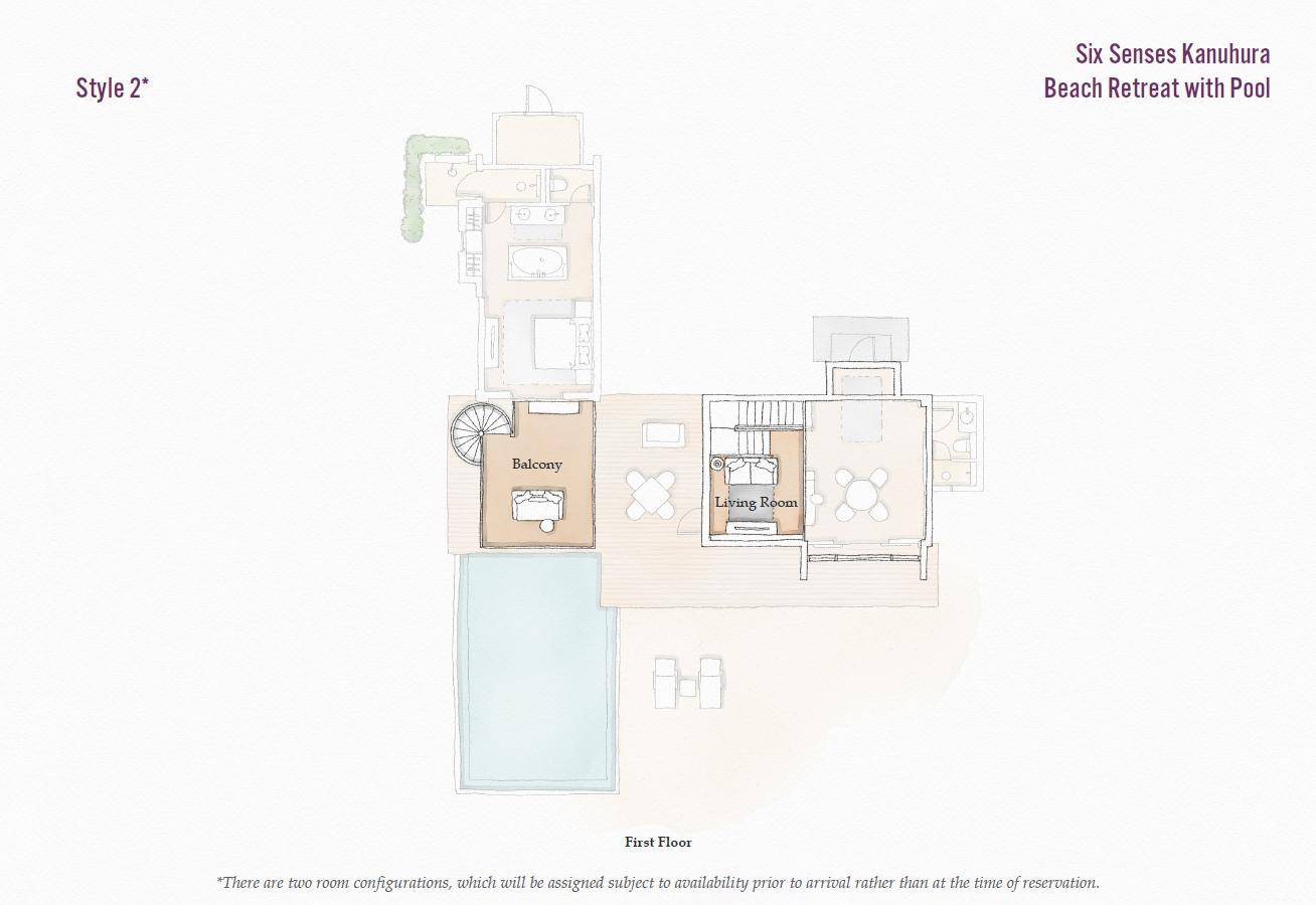 Six Senses Kanuhura, Beach Retreat with Pool, Grundriss OG 2