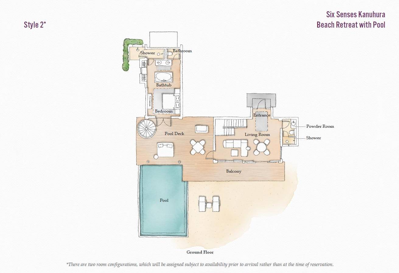 Six Senses Kanuhura, Beach Retreat with Pool, Grundriss EG 2