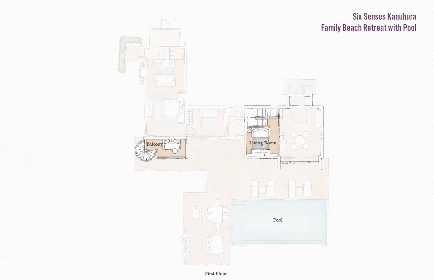 Six Senses Kanuhura, Family Beach Retreat with Pool, Grundriss OG