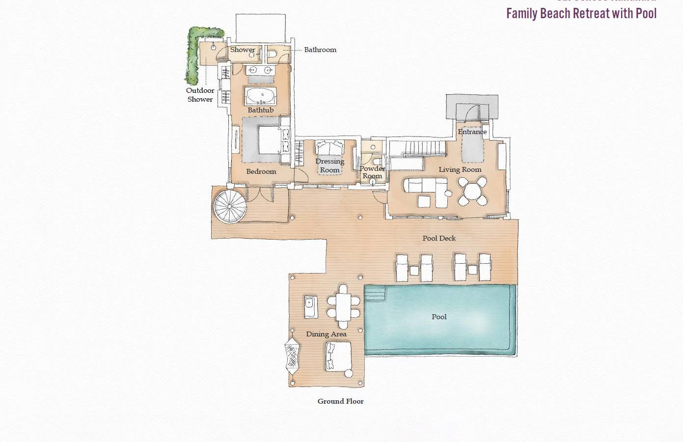 Six Senses Kanuhura, Family Beach Retreat with Pool, Grundriss EG