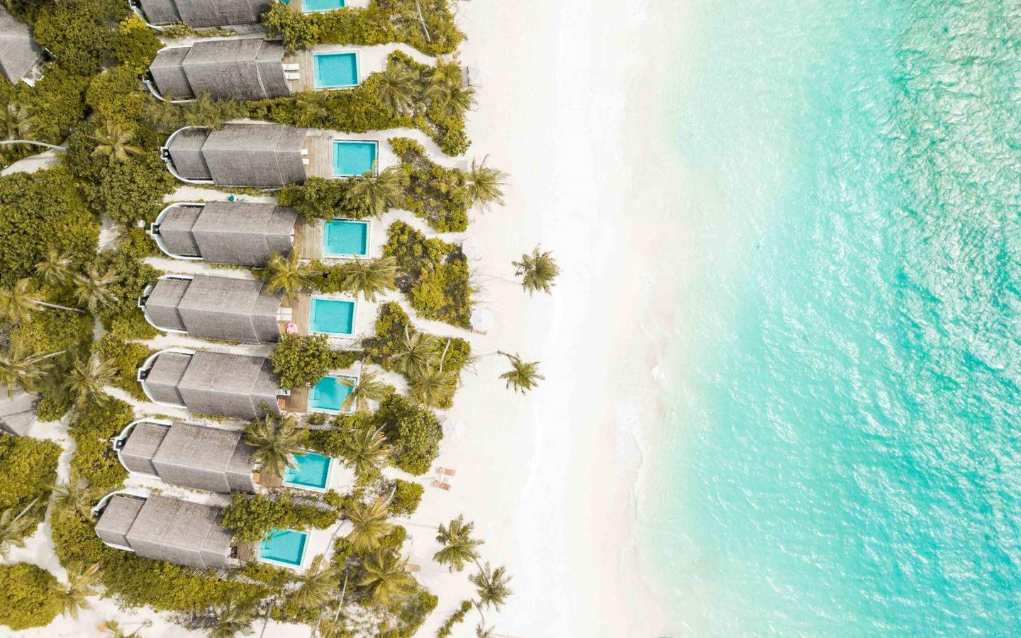 Fushifaru Maldives, Pool Beach Villa Sunrise, Luftaufnahme
